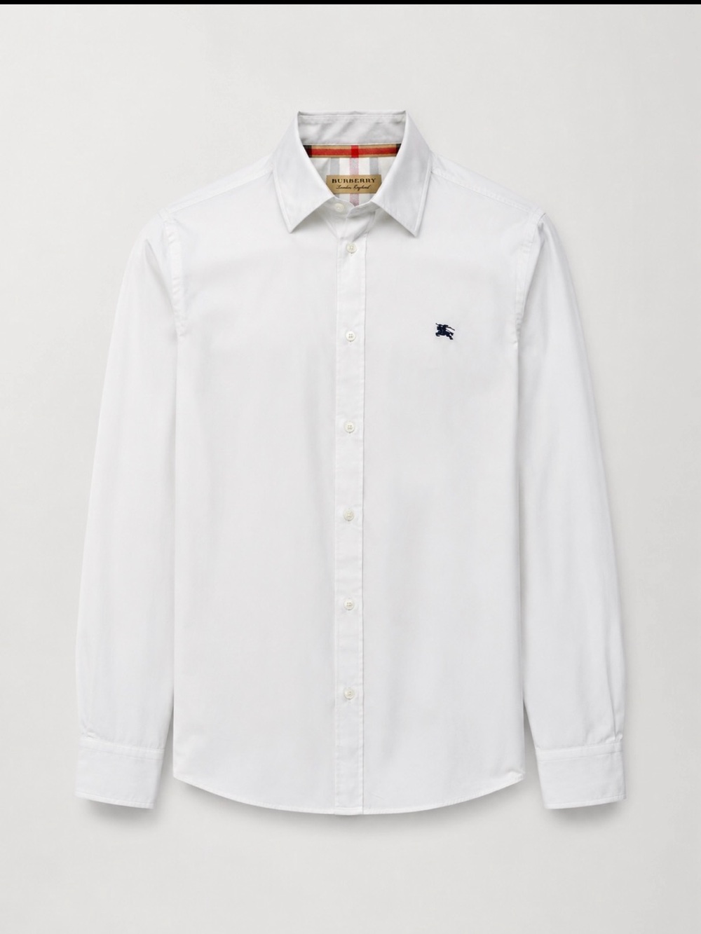 Burberry White Button Down Shirt | Signature Check Detail | Size S